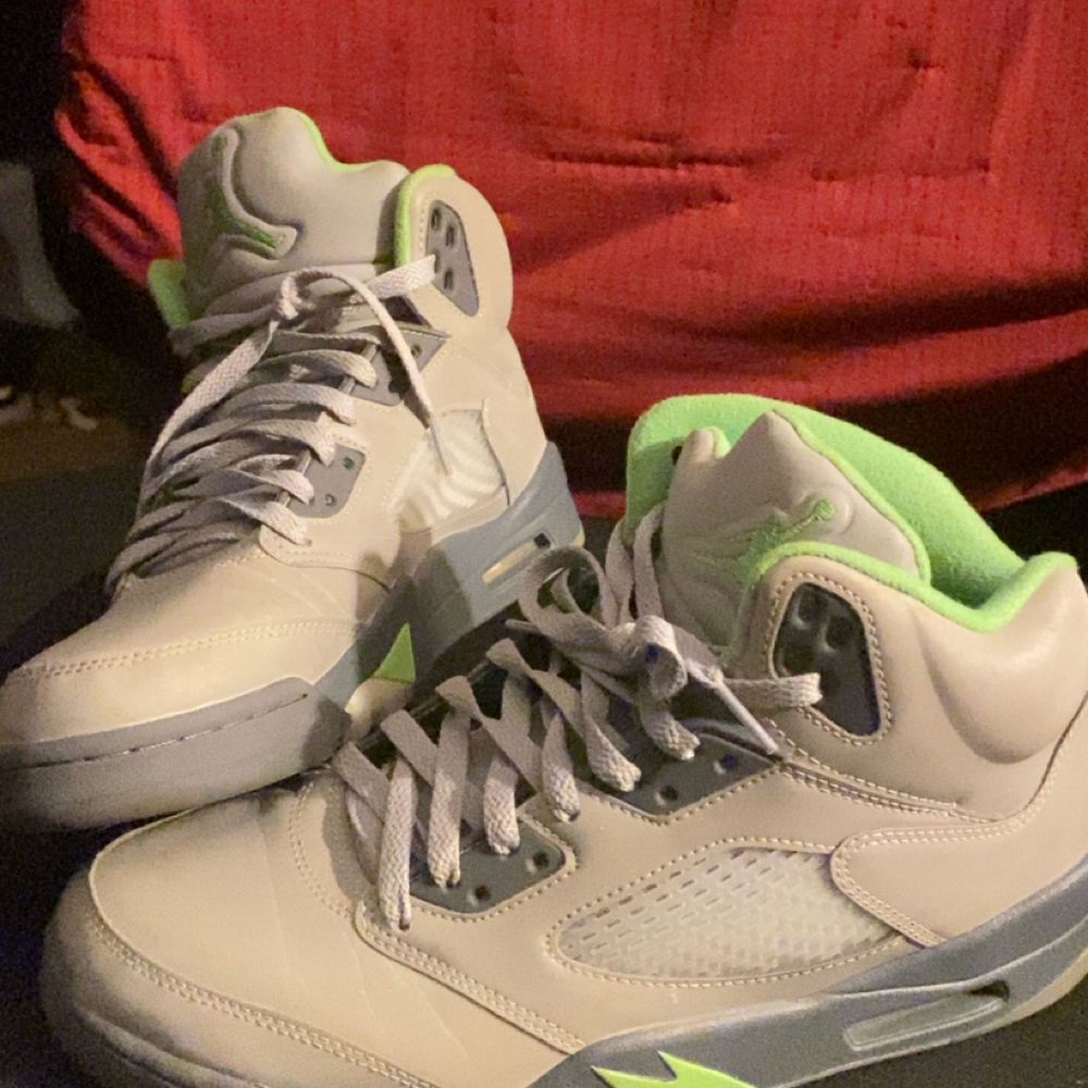 Gray and Neon Green High-Top Sneakers